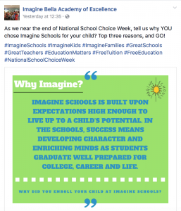 Imagine Bella in Ohio took to social media to ask families to share their stories of school choice.